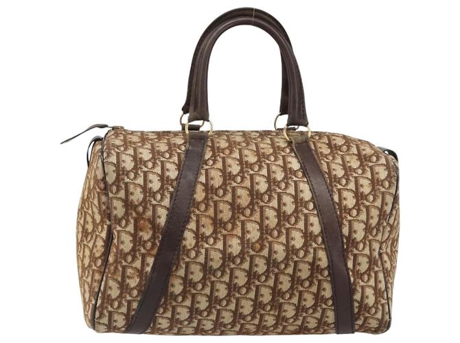 Borsa Boston in tela Trotter Christian Dior marrone oro Auth bs34246 D'oro - vista 13