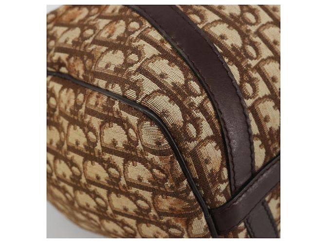 Borsa Boston in tela Trotter Christian Dior marrone oro Auth bs34246 D'oro - vista 14