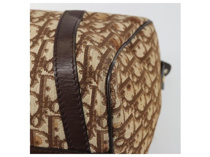 Borsa Boston in tela Trotter Christian Dior marrone oro Auth bs34246 D'oro - vista 15
