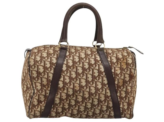 Borsa Boston in tela Trotter Christian Dior marrone oro Auth bs34246 D'oro - vista 2