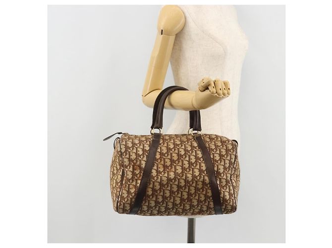Borsa Boston in tela Trotter Christian Dior marrone oro Auth bs34246 D'oro - vista 20