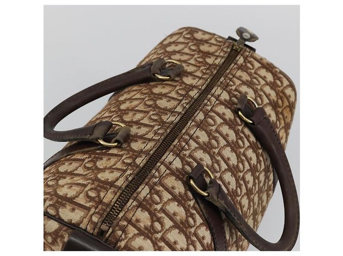 Borsa Boston in tela Trotter Christian Dior marrone oro Auth bs34246 D'oro - vista 6