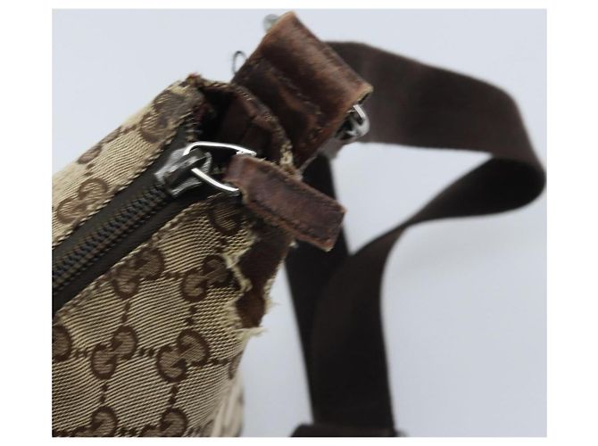 GUCCI GG Canvas Shoulder Bag Beige Silver 145857 Auth ka3527 Silvery - view 10
