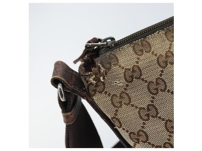 GUCCI GG Canvas Shoulder Bag Beige Silver 145857 Auth ka3527 Silvery - view 18