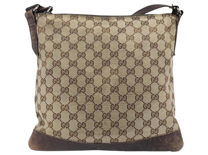 GUCCI GG Canvas Shoulder Bag Beige Silver 145857 Auth ka3527 Silvery - view 2