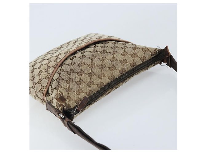 GUCCI GG Canvas Shoulder Bag Beige Silver 145857 Auth ka3527 Silvery - view 6