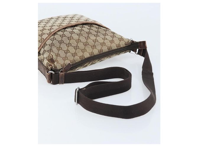 GUCCI GG Canvas Shoulder Bag Beige Silver 145857 Auth ka3527 Silvery - view 7