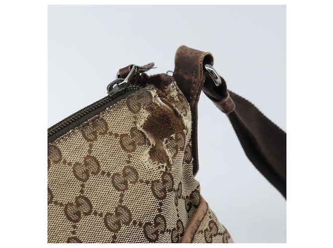 GUCCI GG Canvas Shoulder Bag Beige Silver 145857 Auth ka3527 Silvery - view 9