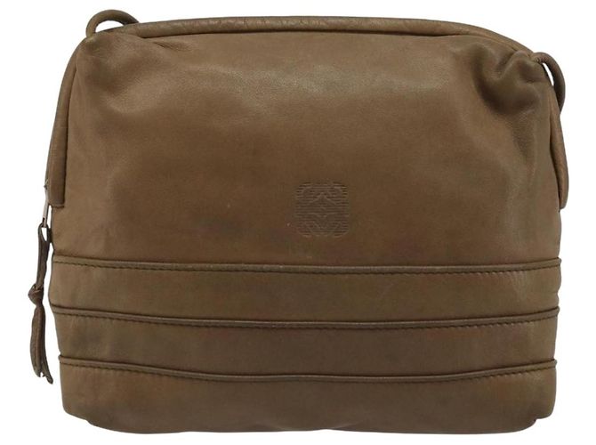 LOEWE Borsa a Spalla Anagram Pelle Marrone Auth 166780 - vista 13