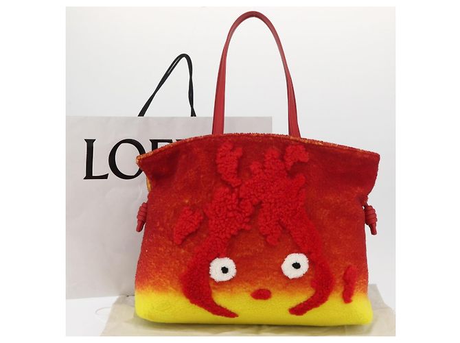 LOEWE - Studio Ghibli Castello Errante di Howl Clutch Flamenco XL Rosso Auth 167173SM - vista 12