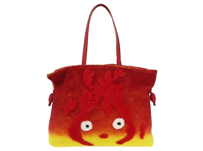 LOEWE - Studio Ghibli Castello Errante di Howl Clutch Flamenco XL Rosso Auth 167173SM - vista 13