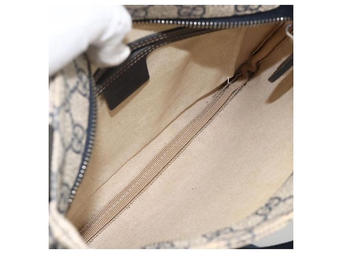 Gucci Borsa a Spalla GG Supreme in PVC Blu Navy Argento 201538 Auth bs34231 - vista 11