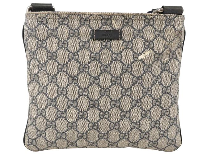 Gucci Borsa a Spalla GG Supreme in PVC Blu Navy Argento 201538 Auth bs34231 - vista 13