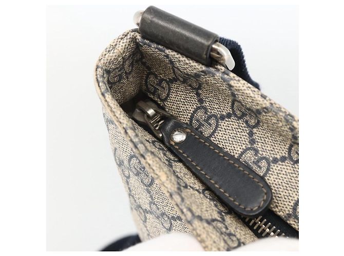 Gucci Borsa a Spalla GG Supreme in PVC Blu Navy Argento 201538 Auth bs34231 - vista 17