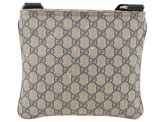Gucci Borsa a Spalla GG Supreme in PVC Blu Navy Argento 201538 Auth bs34231 - vista 2