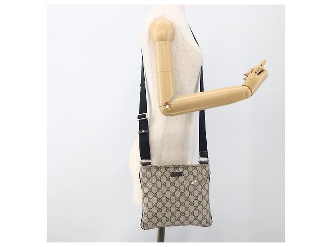 Gucci Borsa a Spalla GG Supreme in PVC Blu Navy Argento 201538 Auth bs34231 - vista 22