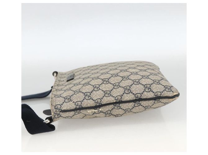 Gucci Borsa a Spalla GG Supreme in PVC Blu Navy Argento 201538 Auth bs34231 - vista 3