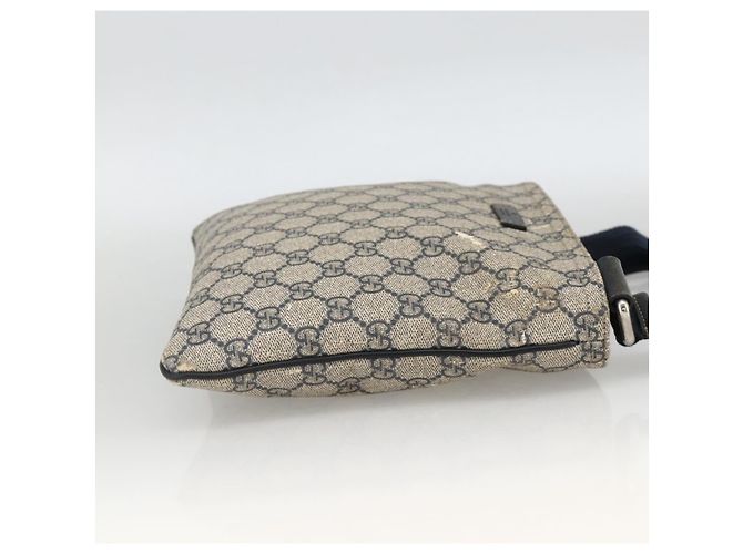 Gucci Borsa a Spalla GG Supreme in PVC Blu Navy Argento 201538 Auth bs34231 - vista 4