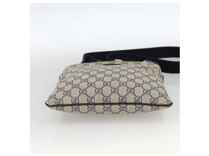 Gucci Borsa a Spalla GG Supreme in PVC Blu Navy Argento 201538 Auth bs34231 - vista 5