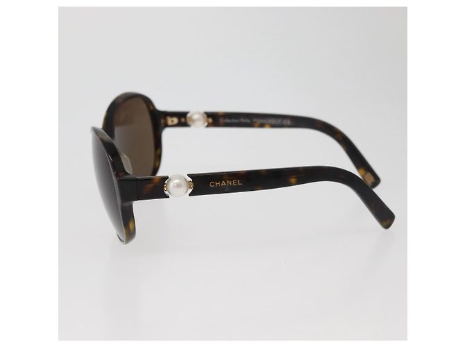 Occhiali da sole CHANEL tartaruga plastica marrone CC Auth 162588 - vista 7