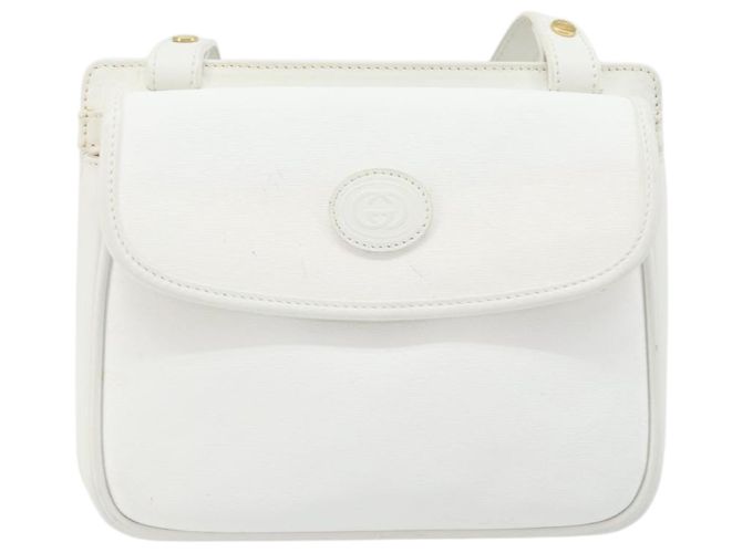 Gucci Borsa a Spalla Micro GG Supreme PVC Bianco Oro 007 115 0114 Auth AMZ052 D'oro - vista 13