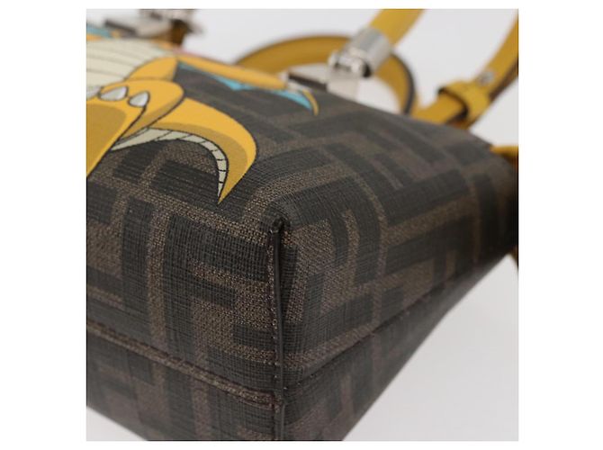 Borsa Dragonite in tela Zucca FENDI x FRGMT x POKMON 2way Nera Auth 167166SM Marrone Nero - vista 16
