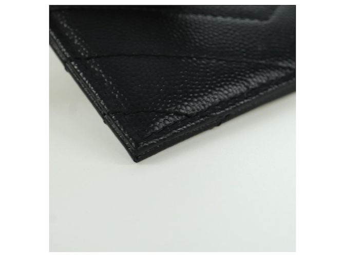 SAINT LAURENT Porta carte Cassandra Pelle Nera Argento Auth BAZ274M - vista 15