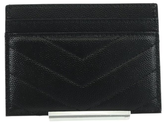 SAINT LAURENT Porta carte Cassandra Pelle Nera Argento Auth BAZ274M - vista 2