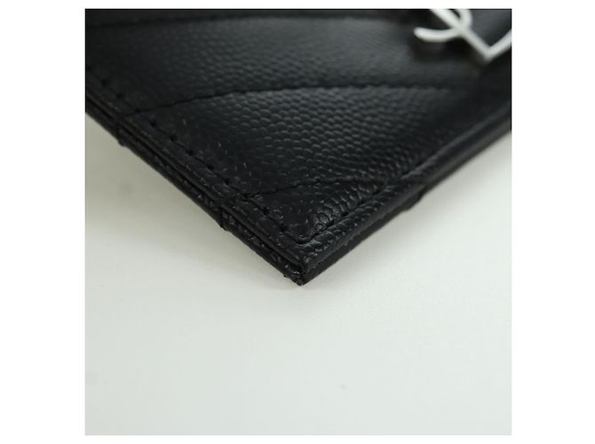 SAINT LAURENT Porta carte Cassandra Pelle Nera Argento Auth BAZ274M - vista 7