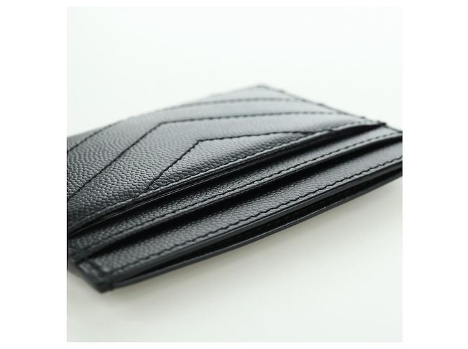 SAINT LAURENT Porta carte Cassandra Pelle Nera Argento Auth BAZ274M - vista 9