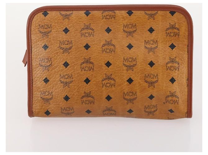 MCM Vicetos Logogram Clutch Bag in Pelle PVC 2 Set Marrone Auth 170519 - vista 10