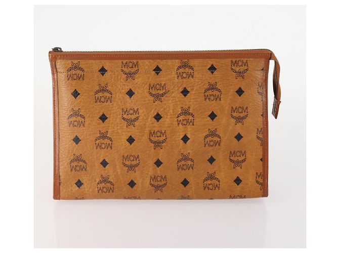MCM Vicetos Logogram Clutch Bag in Pelle PVC 2 Set Marrone Auth 170519 - vista 2