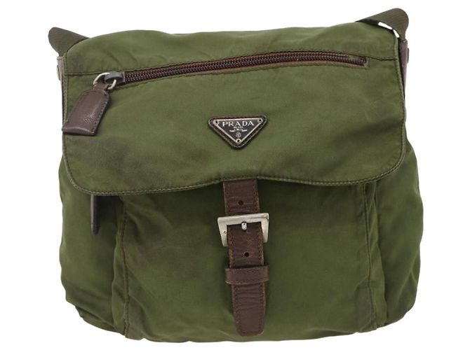 Borsa a Spalla PRADA in Nylon Verde Argento Autentica bs34328 - vista 13