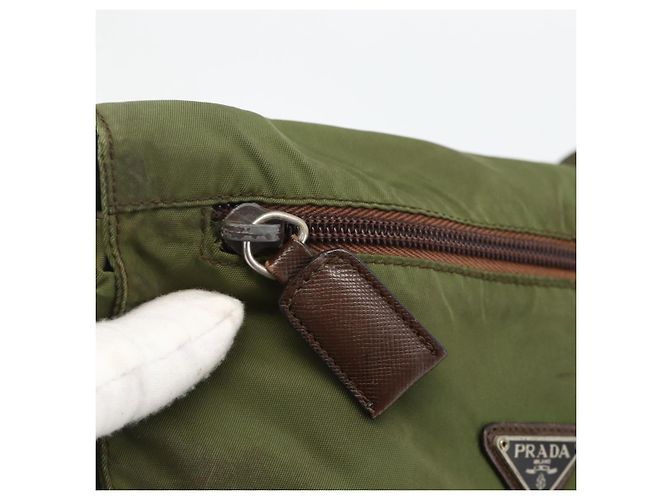 Borsa a Spalla PRADA in Nylon Verde Argento Autentica bs34328 - vista 19