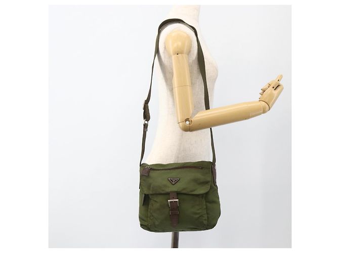 Borsa a Spalla PRADA in Nylon Verde Argento Autentica bs34328 - vista 27