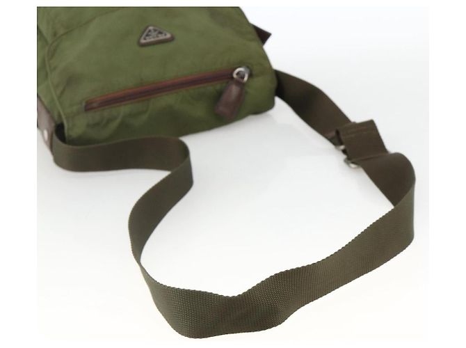 Borsa a Spalla PRADA in Nylon Verde Argento Autentica bs34328 - vista 7