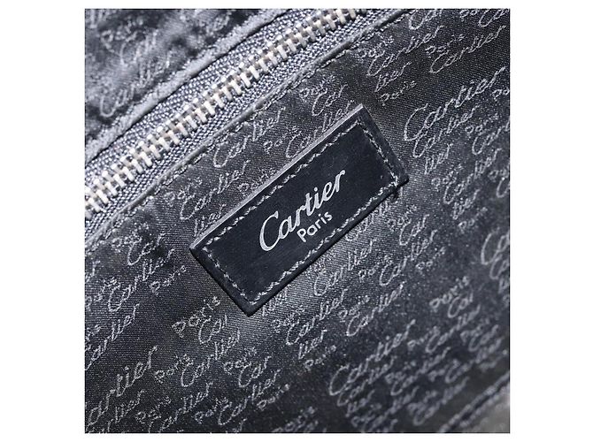 Cartier Borsa Clutch Pasha in Pelle Argento Nero Auth am11169A - vista 10