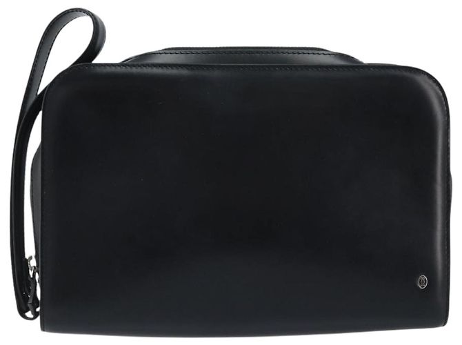 Cartier Borsa Clutch Pasha in Pelle Argento Nero Auth am11169A - vista 13