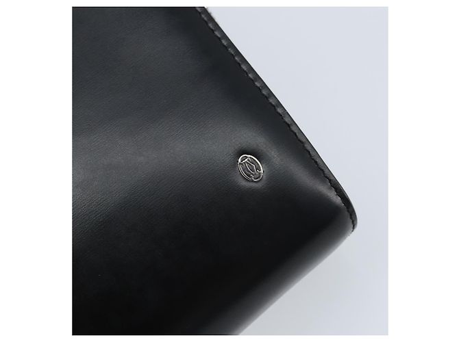 Cartier Borsa Clutch Pasha in Pelle Argento Nero Auth am11169A - vista 17