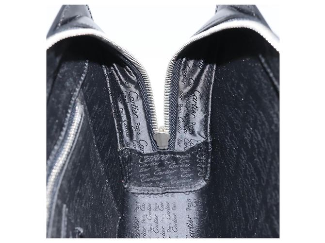 Cartier Borsa Clutch Pasha in Pelle Argento Nero Auth am11169A - vista 18