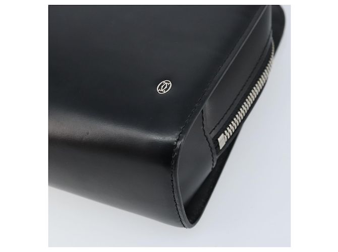 Cartier Borsa Clutch Pasha in Pelle Argento Nero Auth am11169A - vista 7