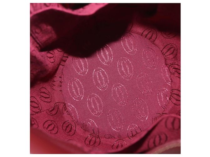 CARTIER Borsa a Spalla Must Line in Pelle Bordeaux Oro Auth YKZ388 - vista 10