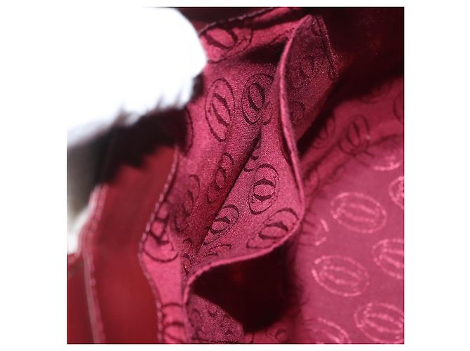 CARTIER Borsa a Spalla Must Line in Pelle Bordeaux Oro Auth YKZ388 - vista 11