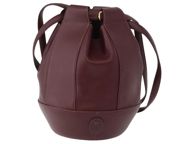 CARTIER Borsa a Spalla Must Line in Pelle Bordeaux Oro Auth YKZ388 - vista 13
