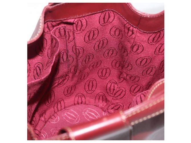 CARTIER Borsa a Spalla Must Line in Pelle Bordeaux Oro Auth YKZ388 - vista 17