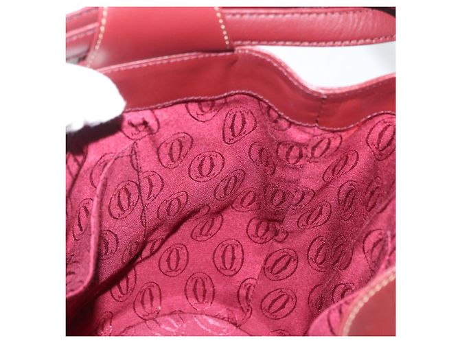 CARTIER Borsa a Spalla Must Line in Pelle Bordeaux Oro Auth YKZ388 - vista 18