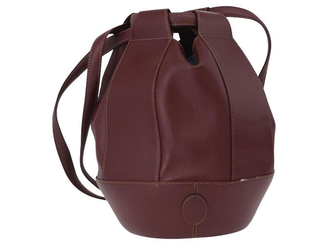 CARTIER Borsa a Spalla Must Line in Pelle Bordeaux Oro Auth YKZ388 - vista 2