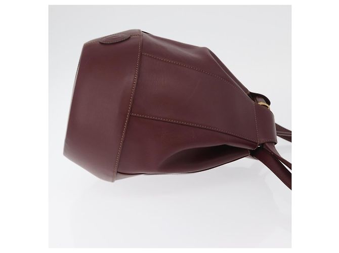 CARTIER Borsa a Spalla Must Line in Pelle Bordeaux Oro Auth YKZ388 - vista 3