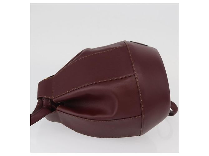 CARTIER Borsa a Spalla Must Line in Pelle Bordeaux Oro Auth YKZ388 - vista 4
