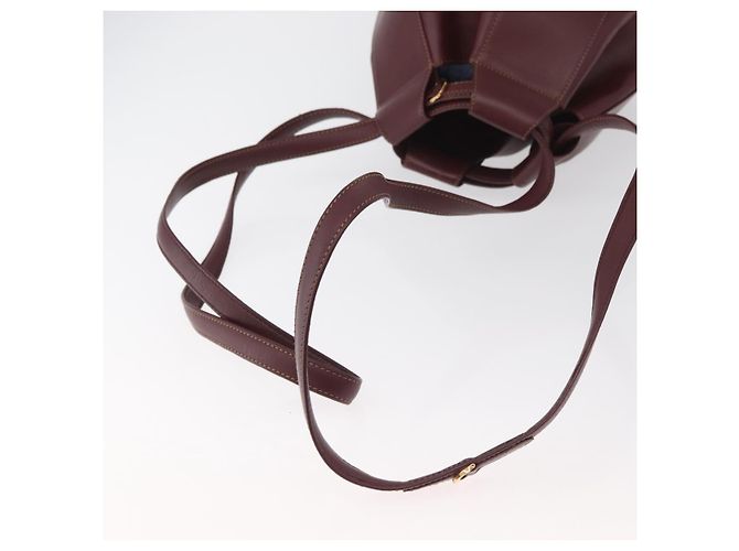 CARTIER Borsa a Spalla Must Line in Pelle Bordeaux Oro Auth YKZ388 - vista 6